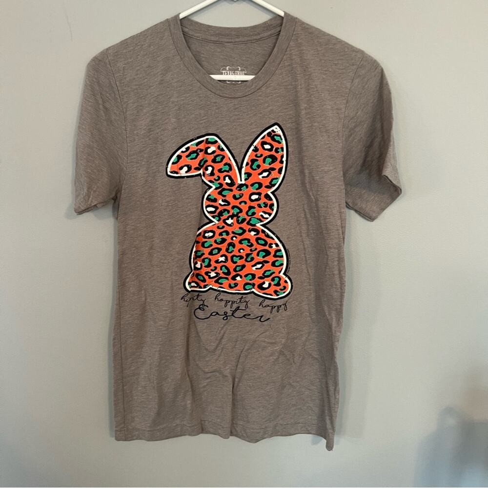 Texas True Leopard Print Easter Bunny Tee Shirt Women's Size Small Short Sleeves